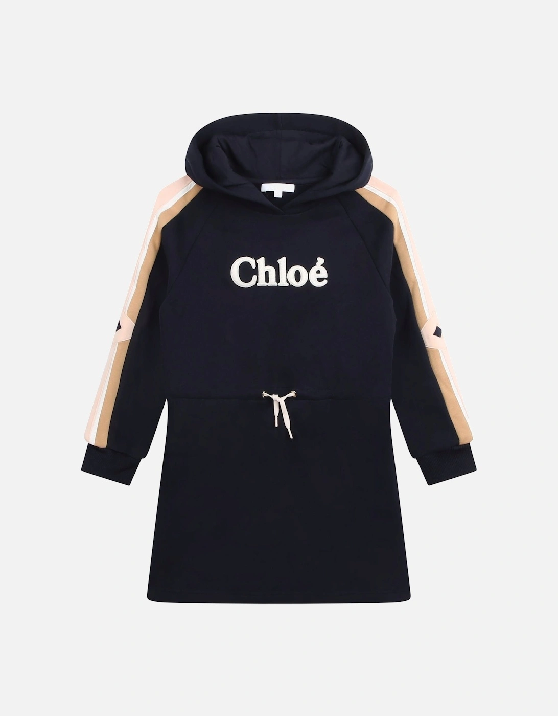 Chloe Girls Logo Hooded Dress in Navy, 5 of 4