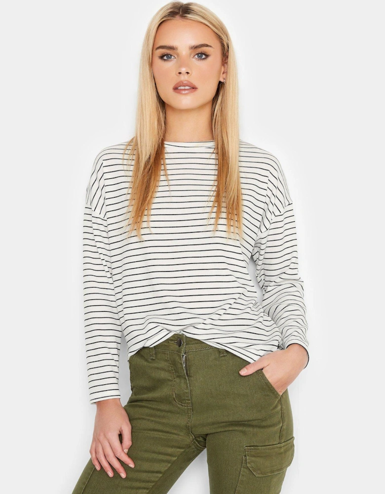 Petite Mono Stripe Long Sleeve Top