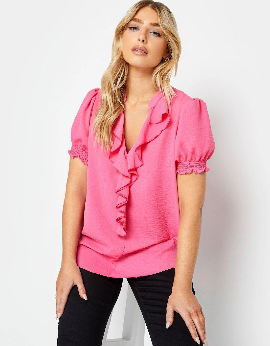 Frill Front Blouse - Pink, 2 of 1
