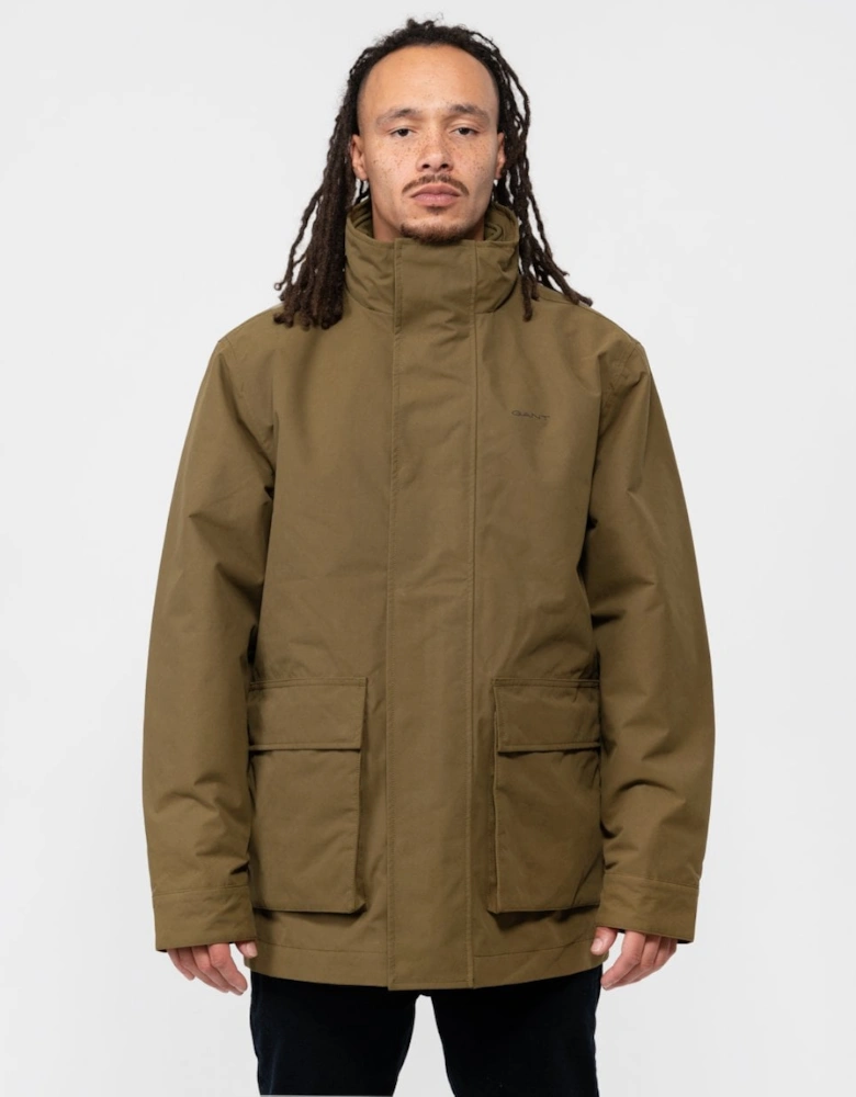 Mens Concealed Hood Double Jacket