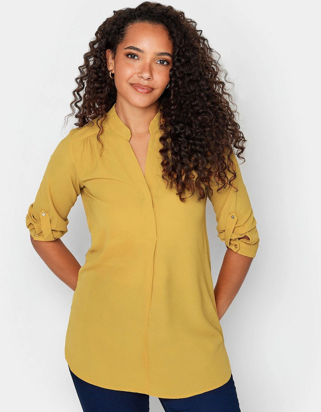 Tab Sleeve Detail Blouse - Yellow, 2 of 1