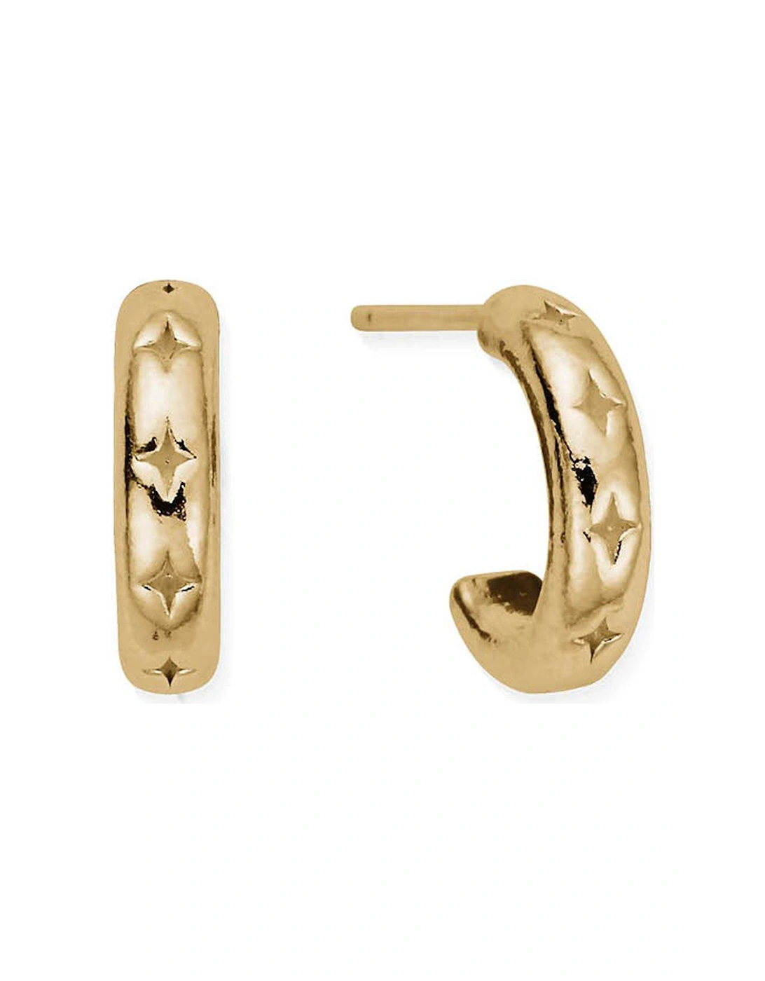 GOLD CUT OUT NORTH STAR HUGGIE HOOPS, 2 of 1