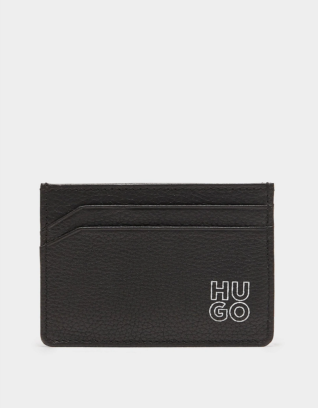 Grained Leather Card Holder With Stacked Logo, 7 of 6