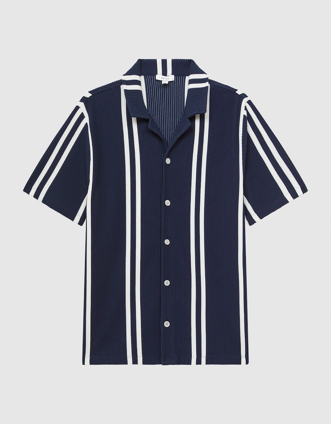 Ribbed Striped Cuban Collar Shirt, 2 of 1