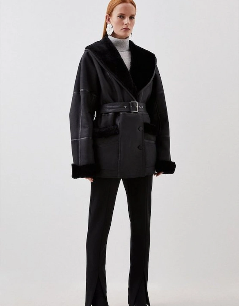 Shearling Relaxed Belted Coat