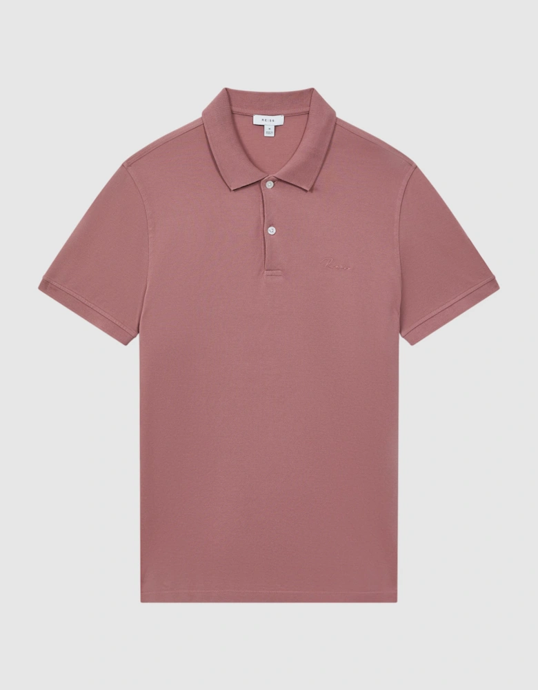 Slim Fit Garment Dyed Embroidered Polo Shirt