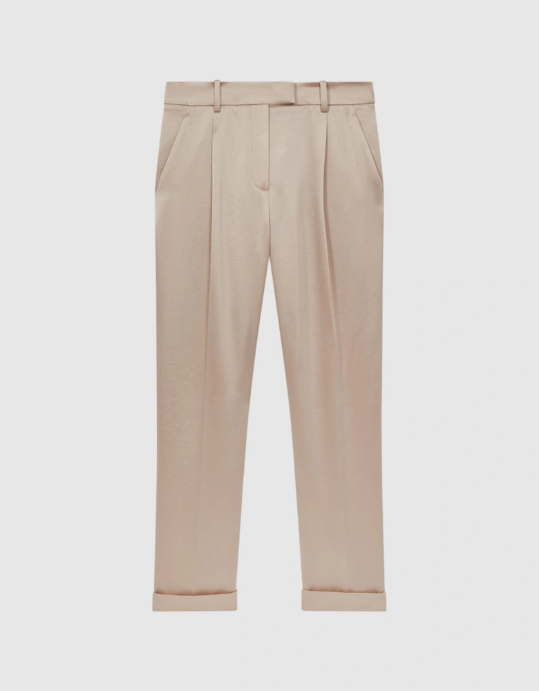 Metallic Tapered Rolled Hem Trousers