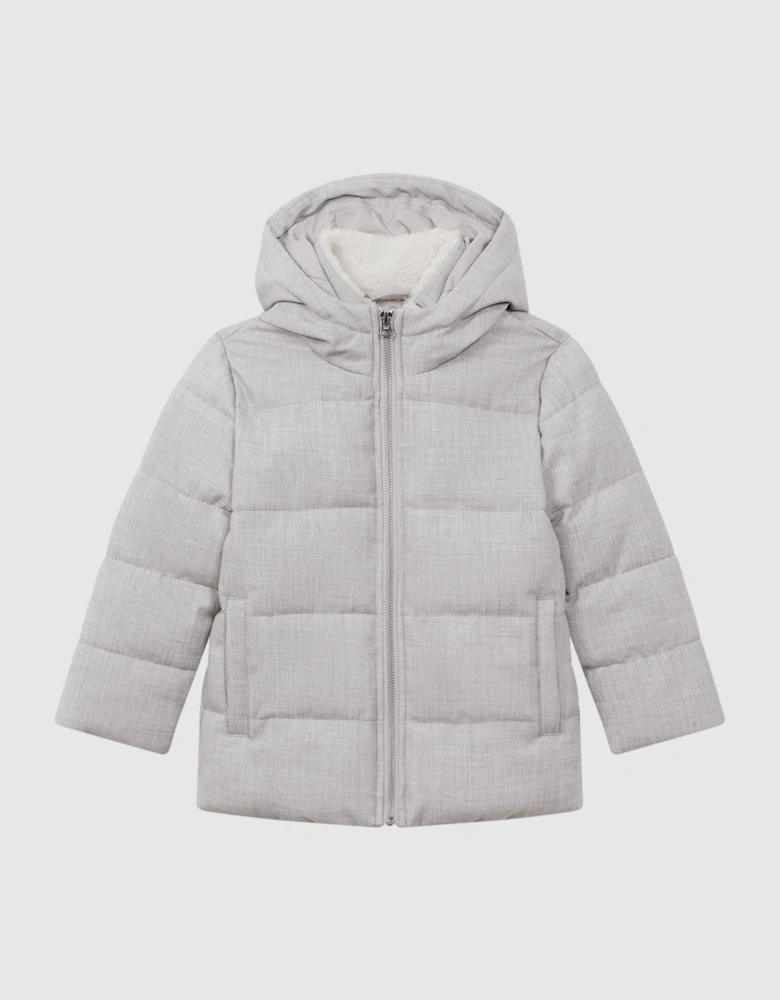 Water Repellent Quilted Hooded Coat