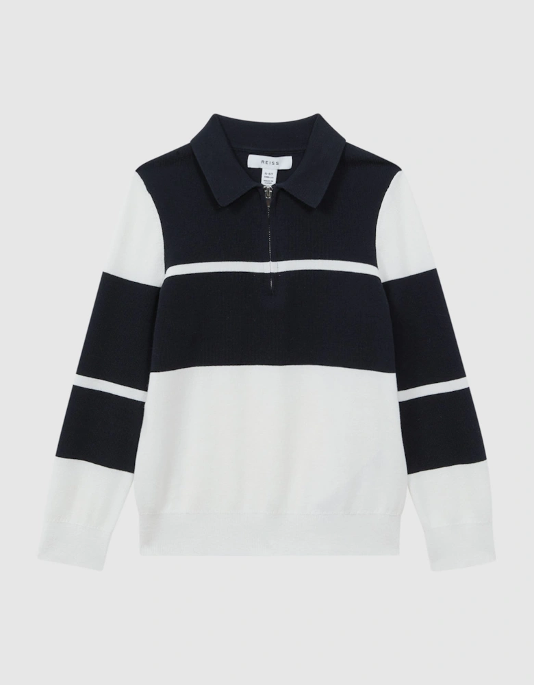 Slim Fit Half-Zip Long Sleeve Polo Shirt