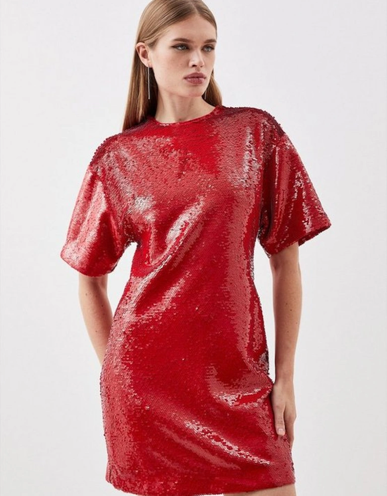 Petite Sequin Woven Mini Dress