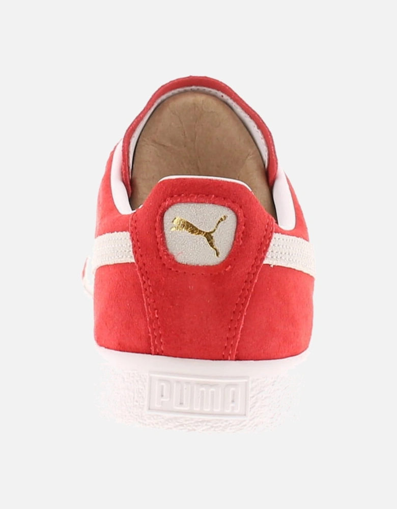 Mens Trainers Suede Vintage Leather Lace Up red white UK Size
