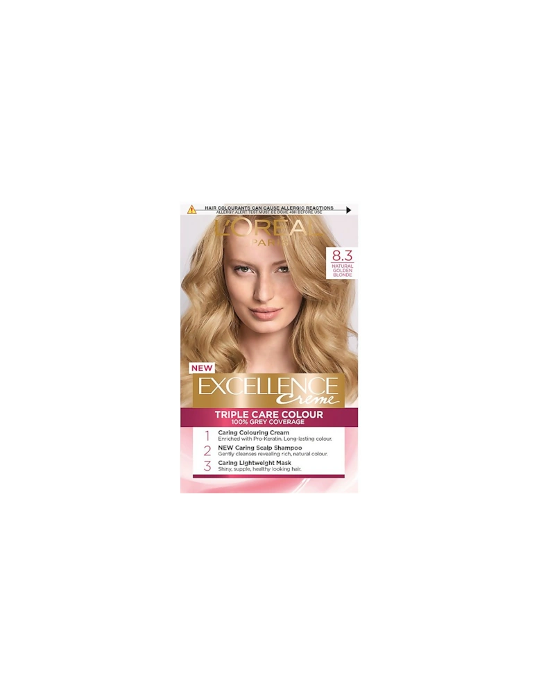 Paris Excellence Crème Permanent Hair Dye - 8.3 Natural Golden Blonde
