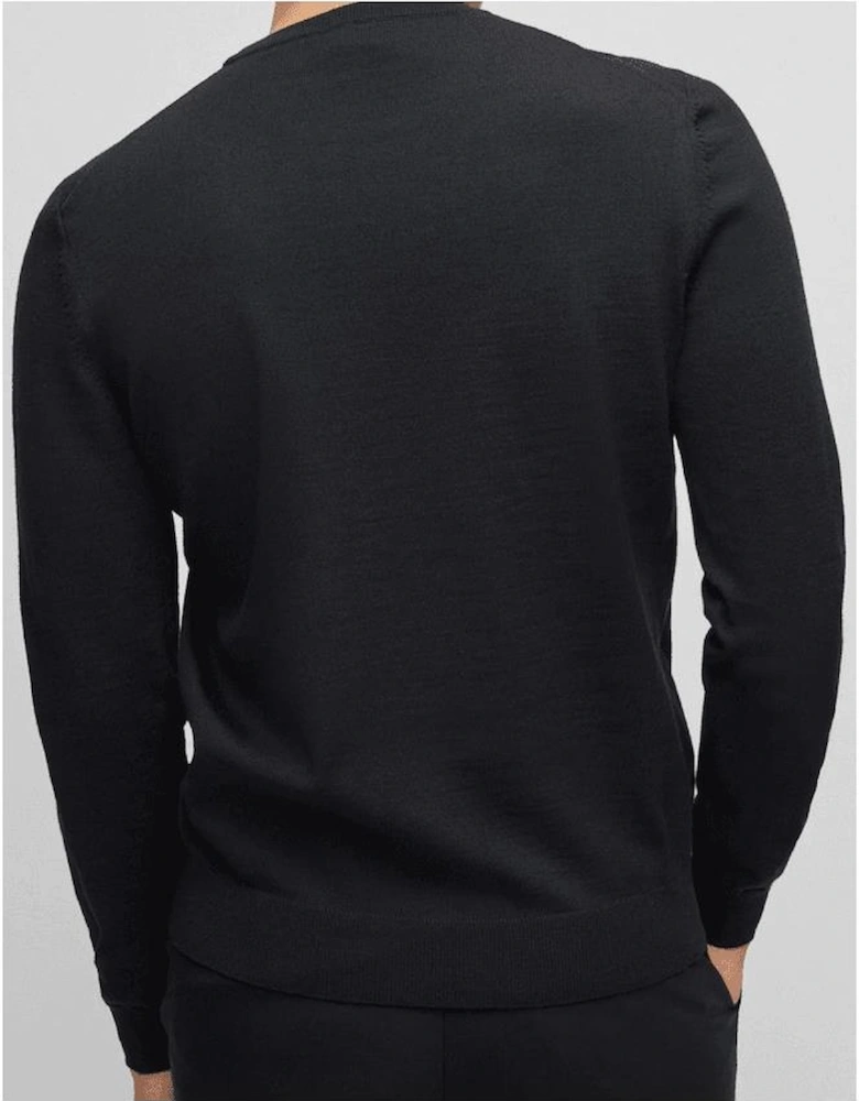 Botto Embroidered Logo Crew Neck Black Knitted Jumper