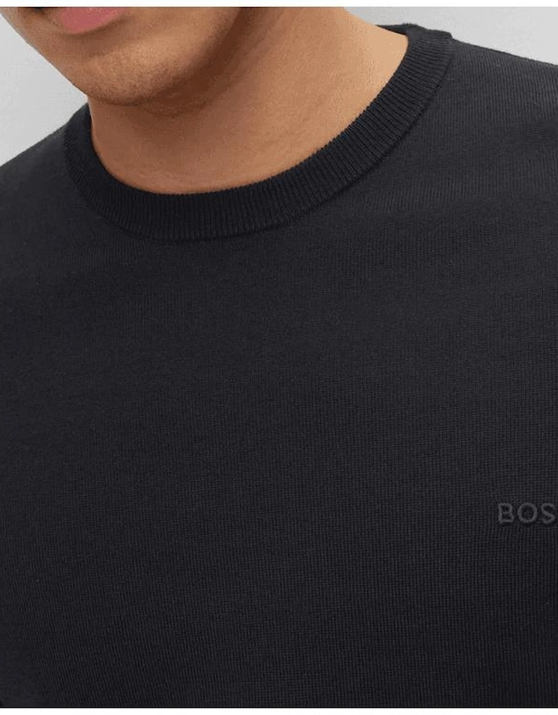 Botto Embroidered Logo Crew Neck Black Knitted Jumper