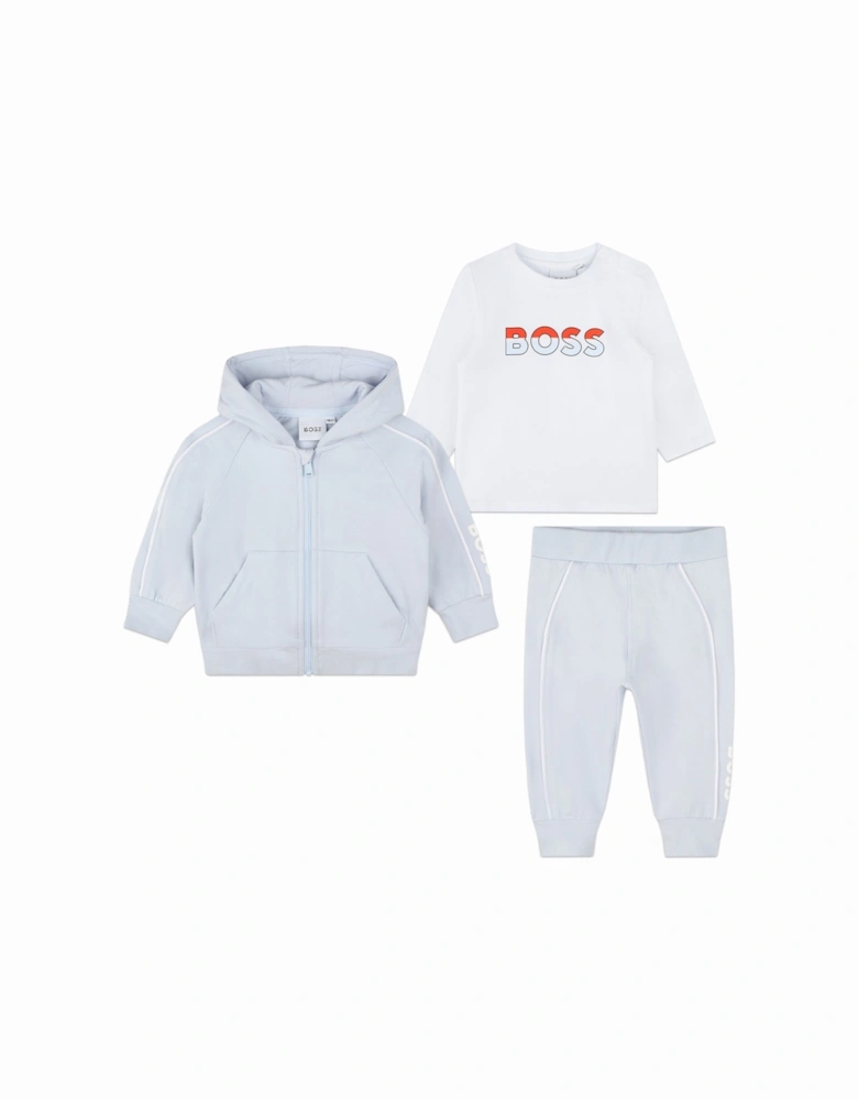 Boss Baby Boys Hoodie, T-shirt and Pants Tracksuit Set in Blue / White