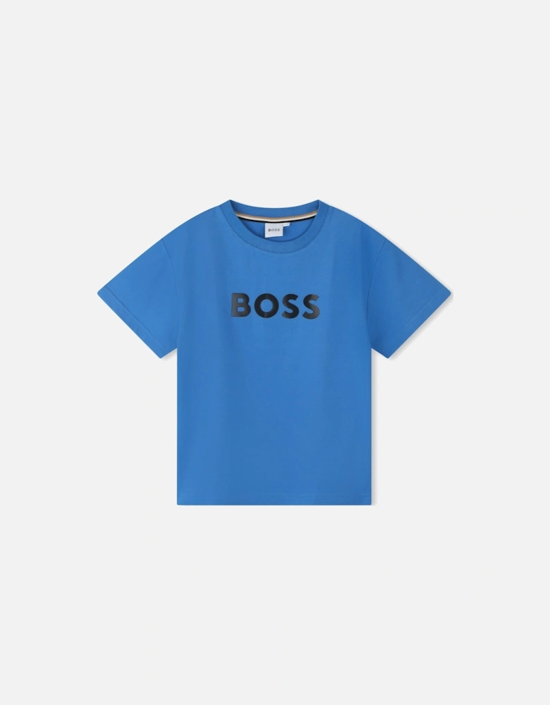 Boss Boys Logo Classic T-shirt in Blue