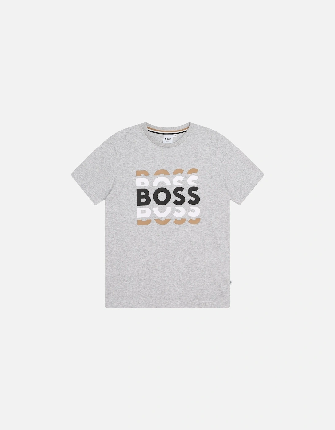 Boss Boys Box Logo T-shirt in Grey, 3 of 2