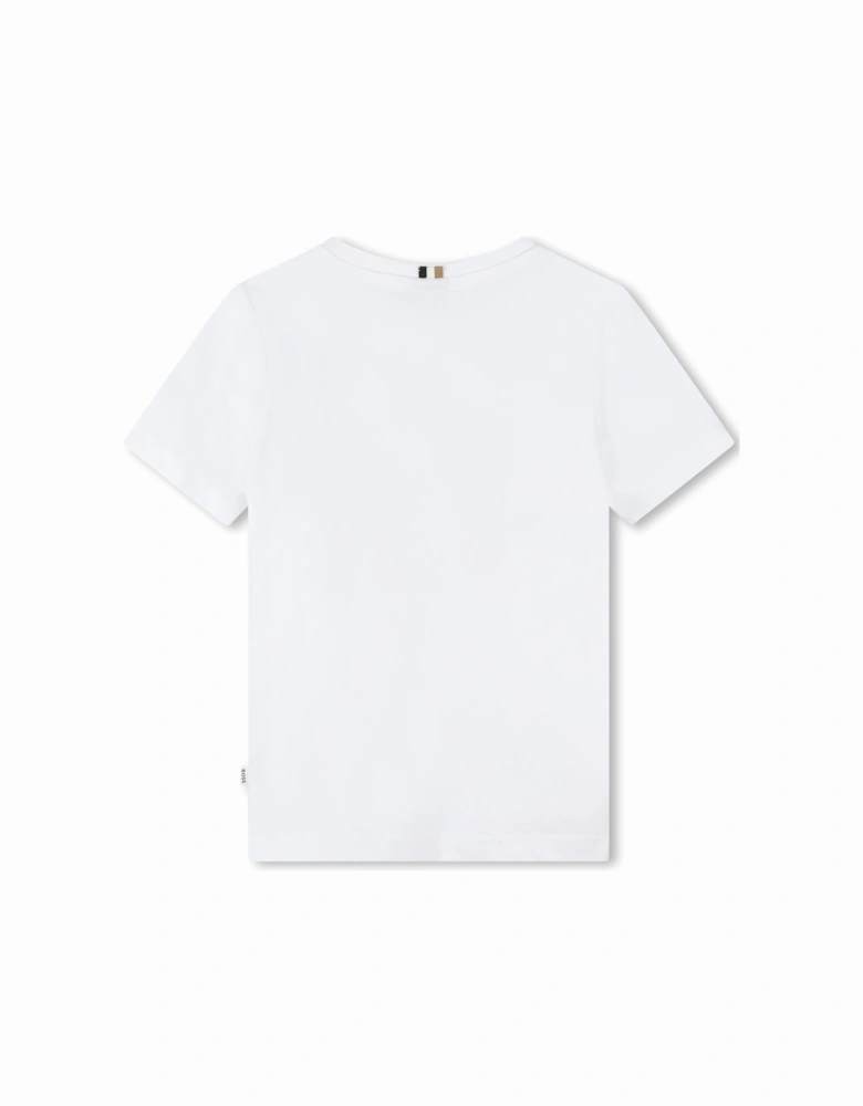 Boss Boys Three Colour Logo T-shirt in White