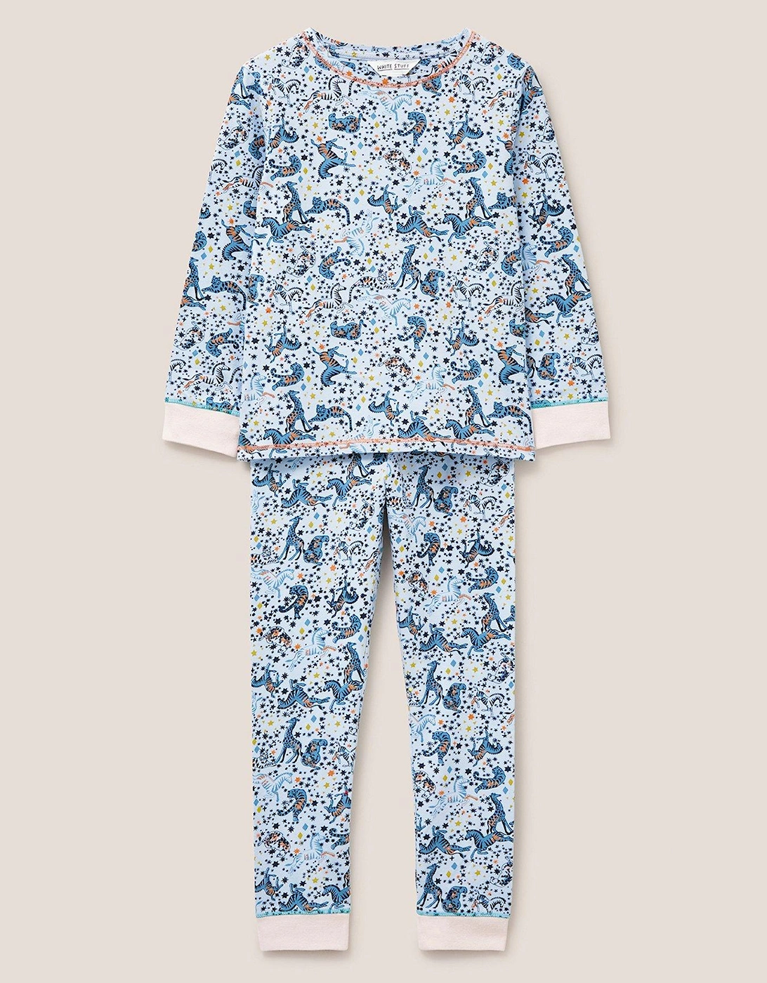 Girls Jungle Jigsaw Printed Pyjama Set - Grey, 2 of 1