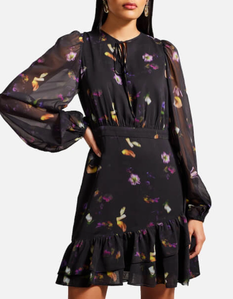 Nikaii Floral-Print Chiffon Mini Dress