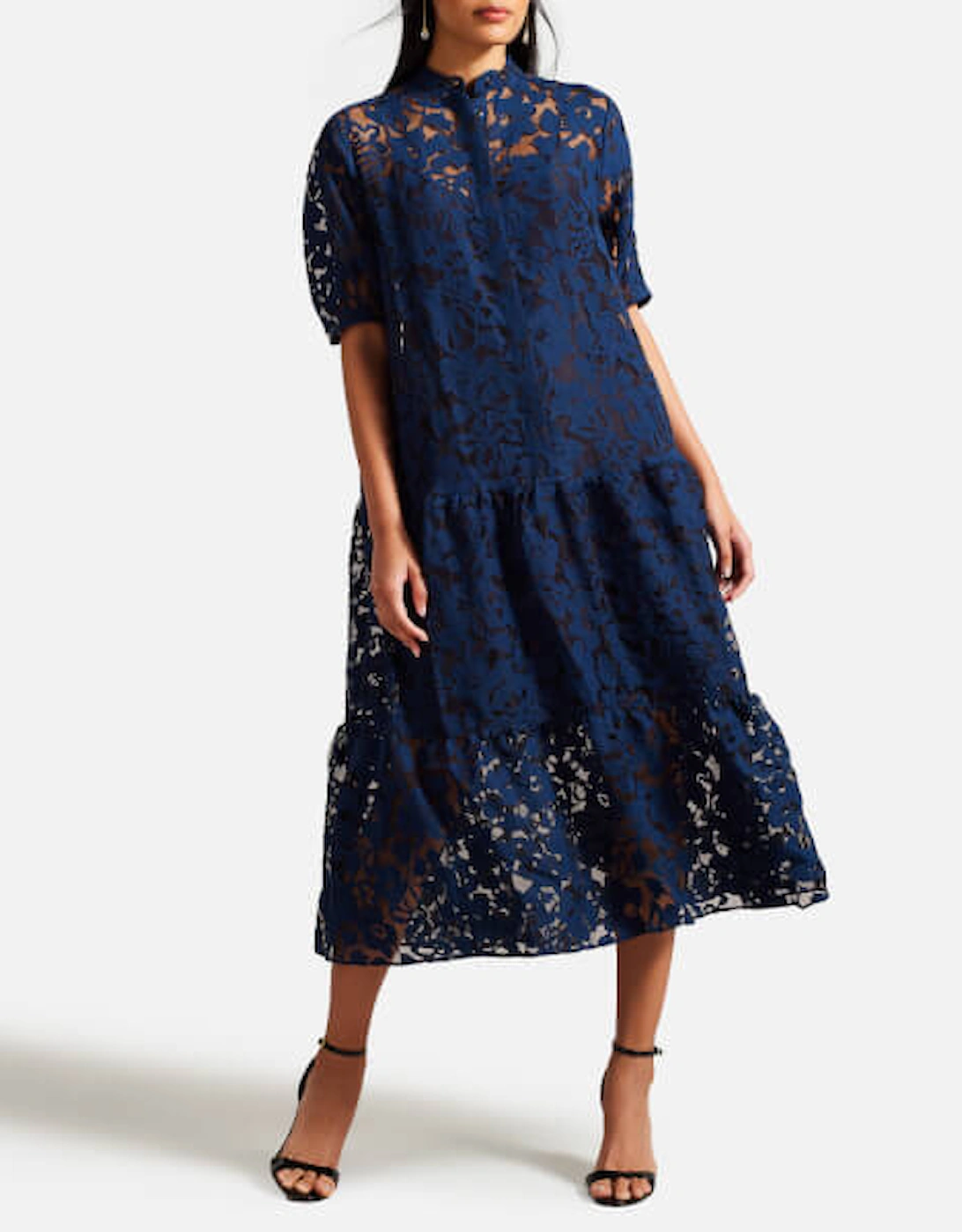 Claarey Broderie Anglaise Midi Dress, 2 of 1