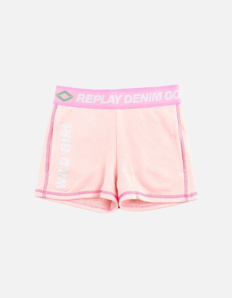 Replay Girls Wild Logo Shorts Pink