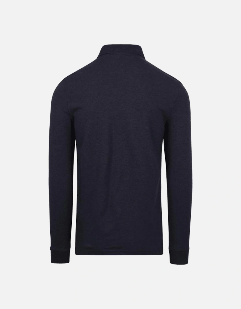 Passerby Embroidered Logo Slim Fit Long Sleeve Navy Polo Shirt