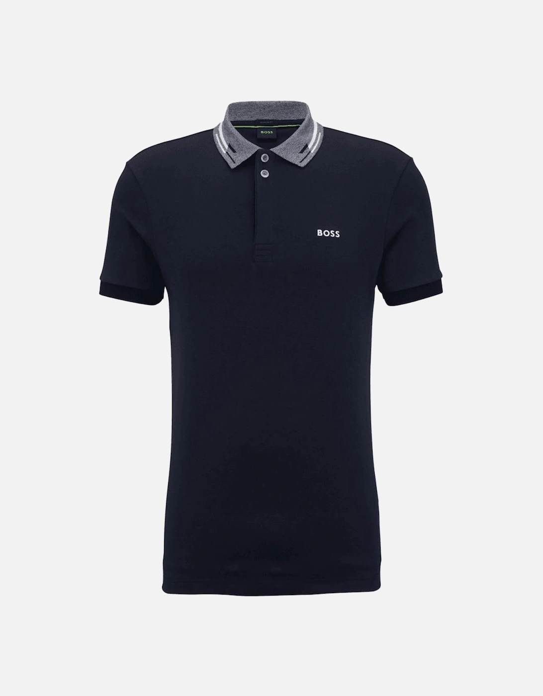 Paddy 1 Collar Design Slim Fit Navy Polo Shirt, 4 of 3