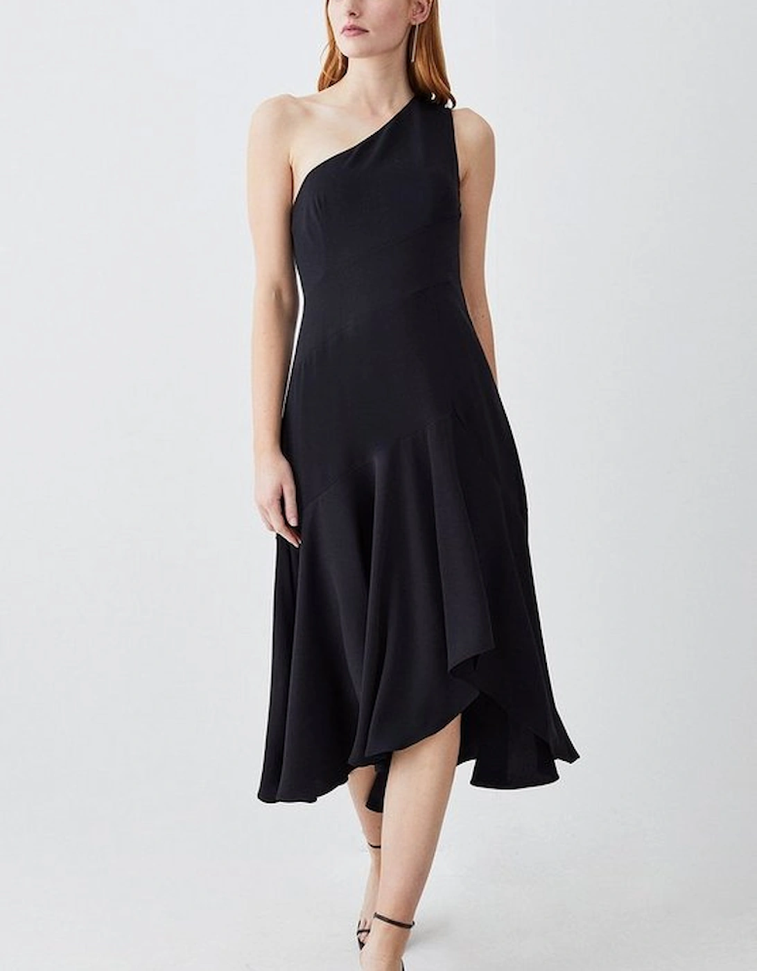 One Shoulder Soft Tailored High Low Midi Dress, 5 of 4