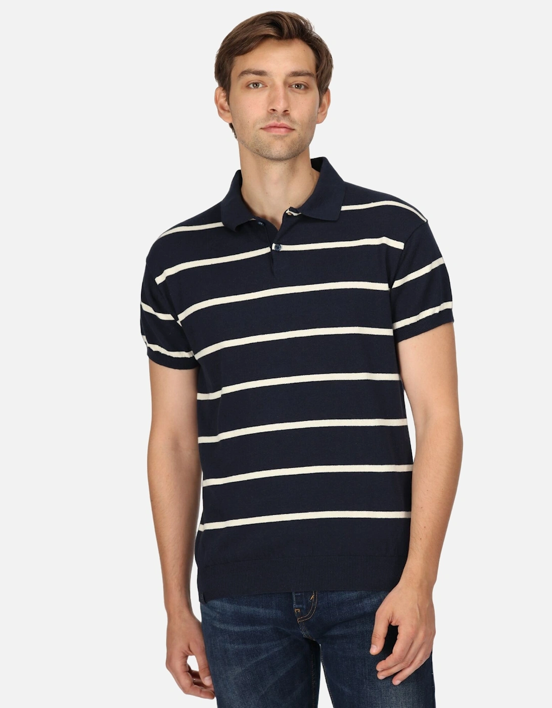 Mens Arkose Stripe Knitted Polo Shirt