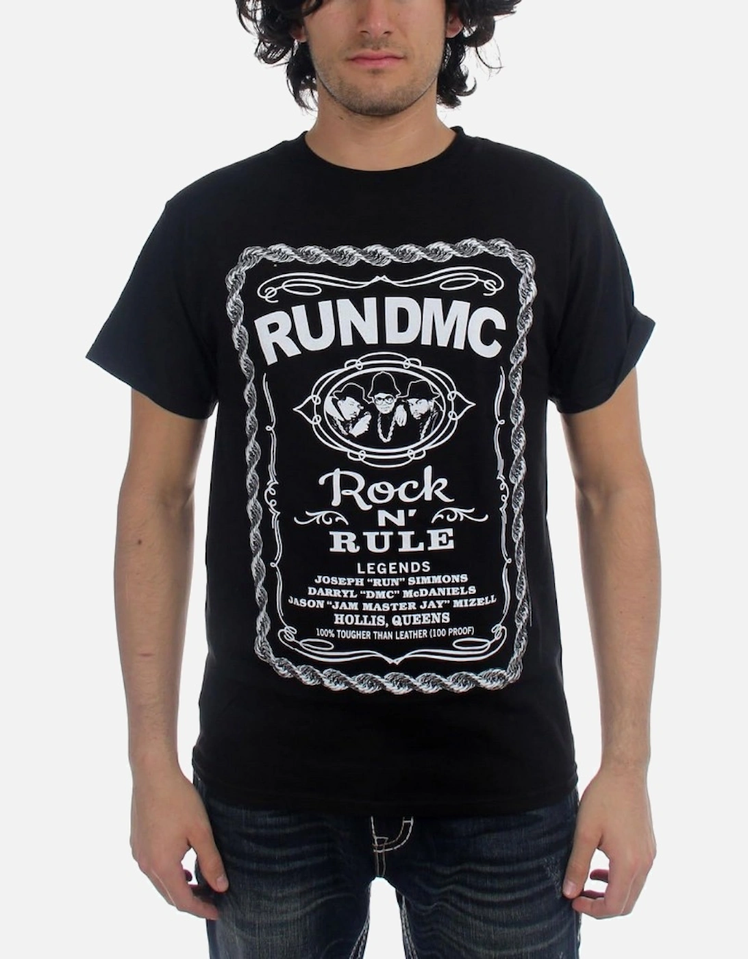Unisex Adult Rock N?' Rule Whiskey Label Cotton T-Shirt, 2 of 1