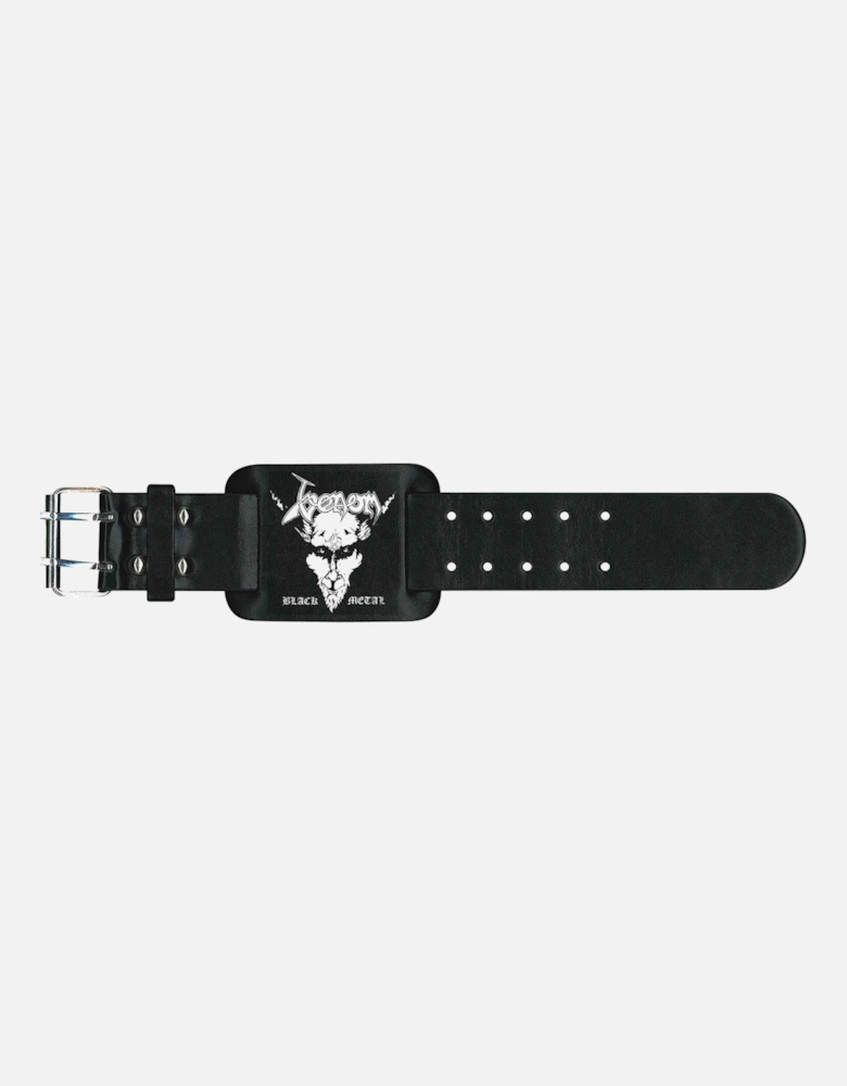 Black Metal Leather Wristband