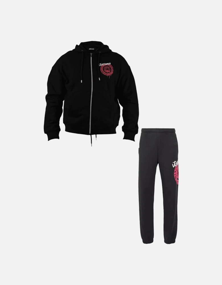 Dripping Logo Zip Up Black Tracksuit