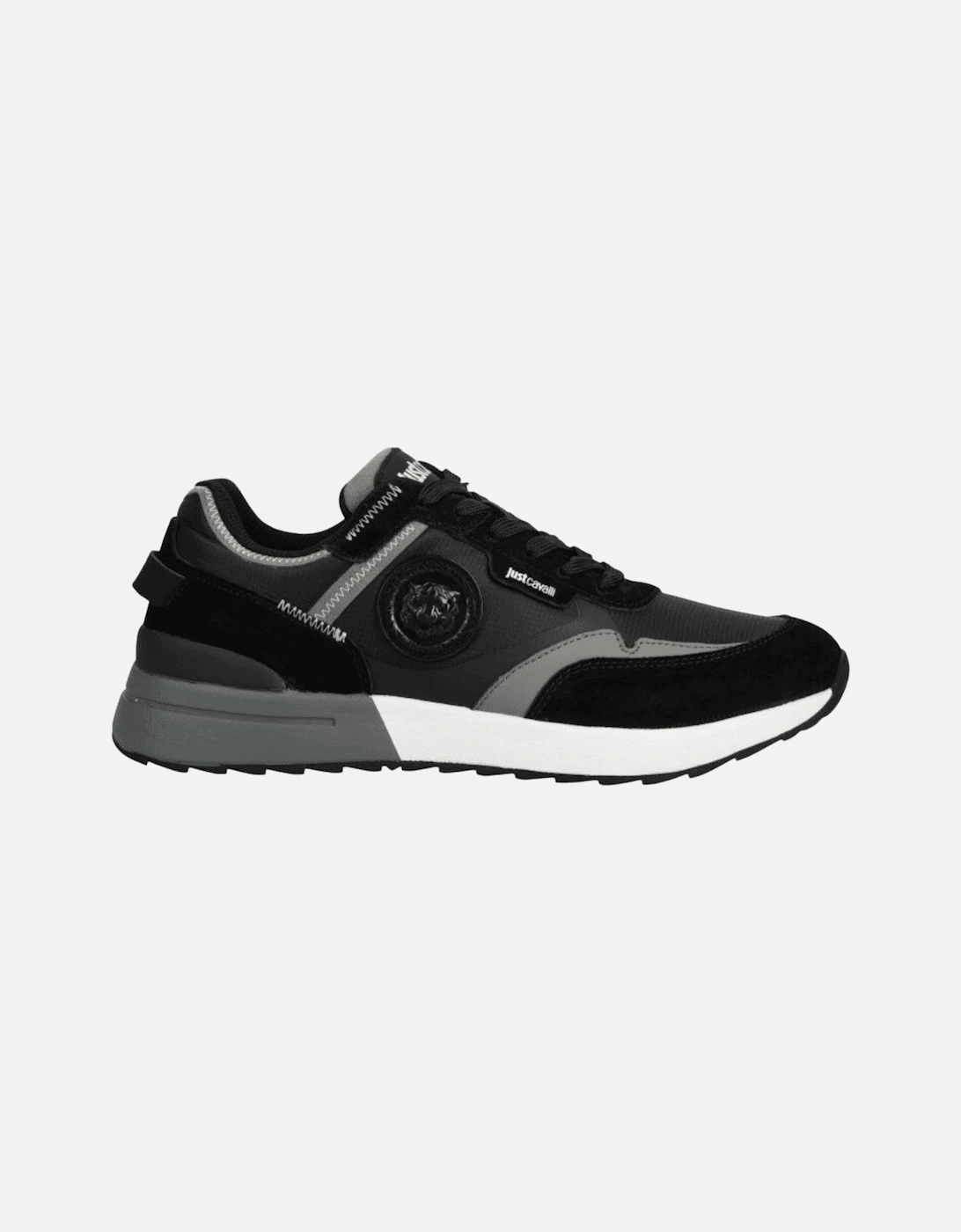 Leather/Suede Tiger Logo Black Sneaker Trainer, 4 of 3