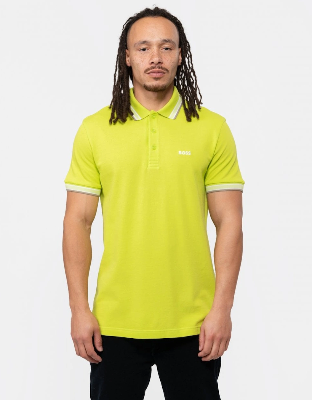 BOSS Green Paddy Mens Collar Stripe Polo A/W 23, 5 of 4