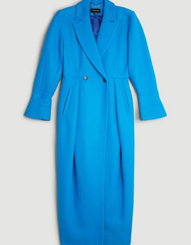 Italian Manteco Wool Blend Fitted Button Detail Midi Coat
