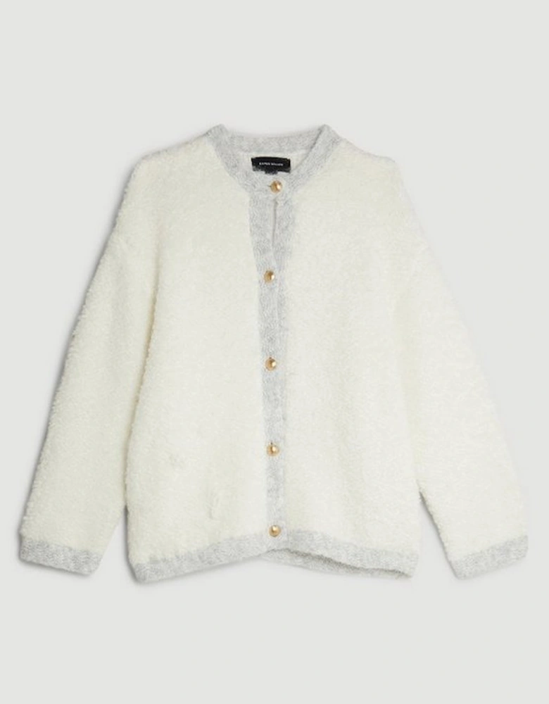 Wool Blend Loopy Textured Knit Jacket