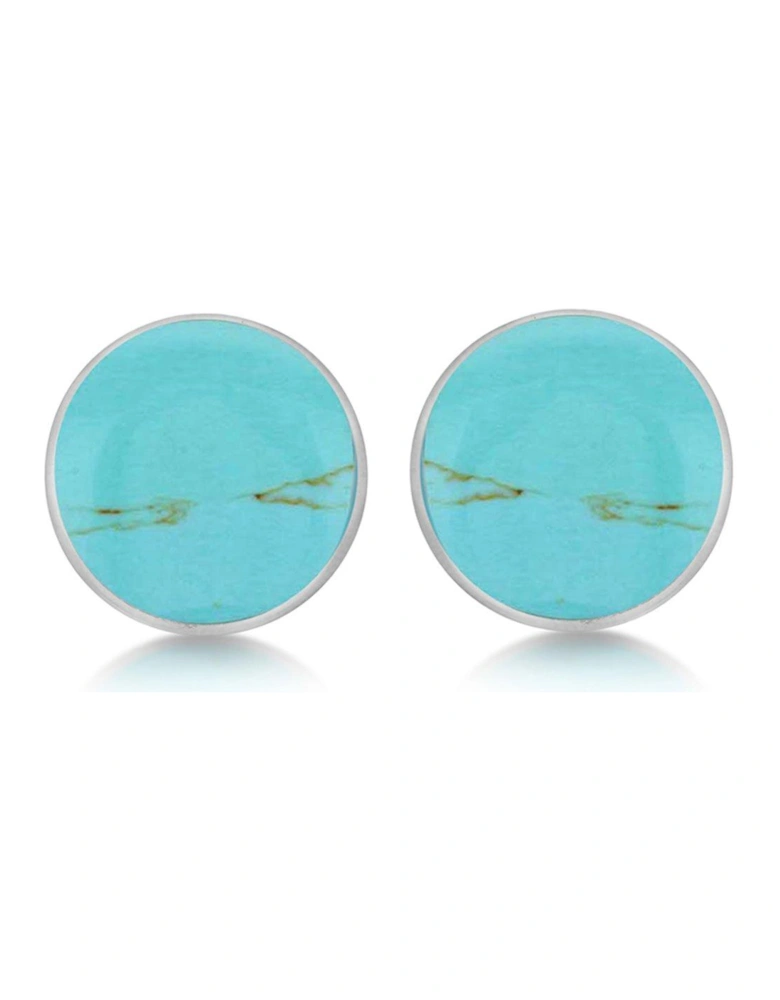 Sterling Silver Turquoise 10mm Round Stud Earrings