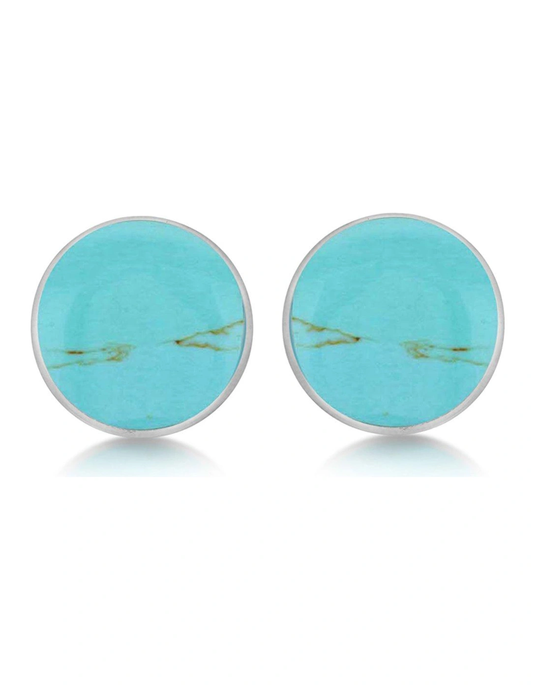 Sterling Silver Turquoise 10mm Round Stud Earrings, 2 of 1