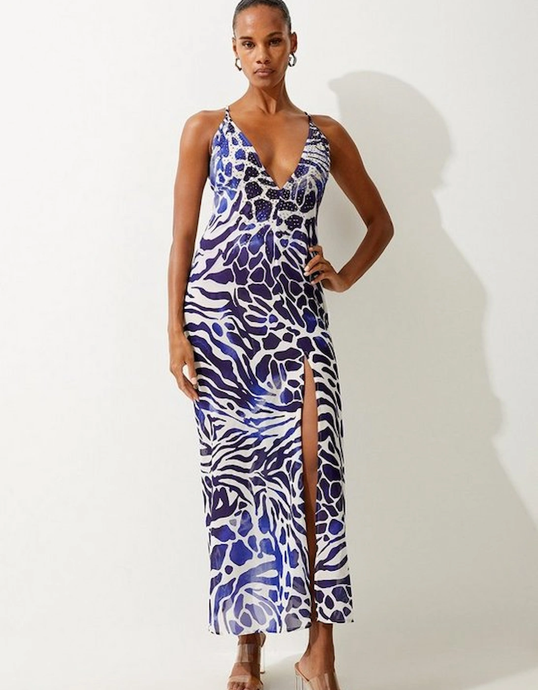 Abstract Print Embellished Maxi Beach Dress, 5 of 4