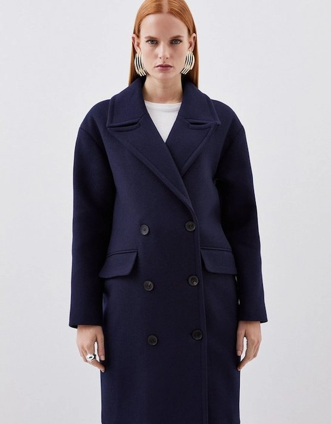 Italian Manteco Wool Blend Tailored Double Breasted Midi Coat, 5 of 4