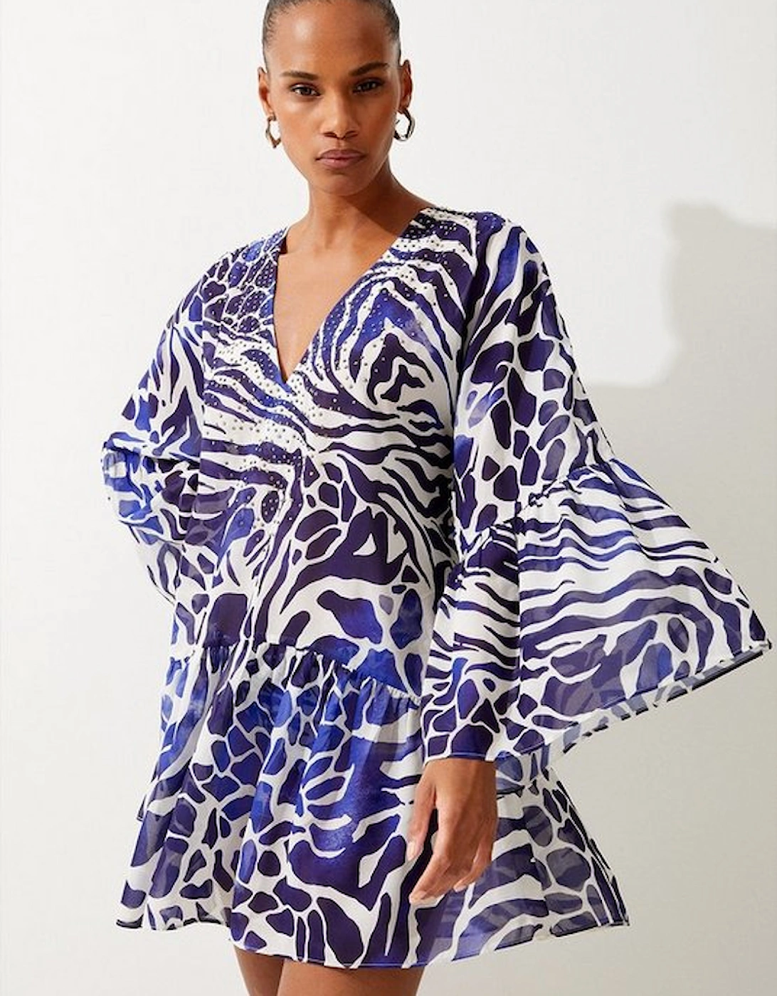 Abstract Print Embellished Beach Dress, 5 of 4