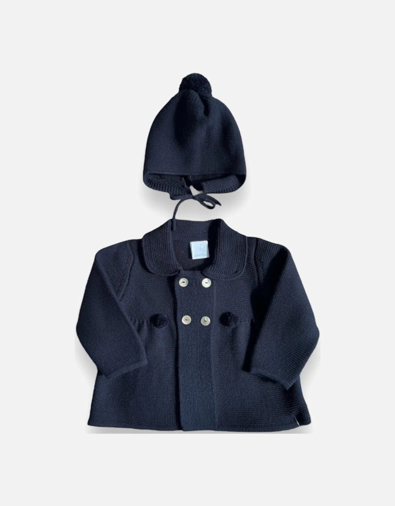 Navy Knit Cardigan & Hat