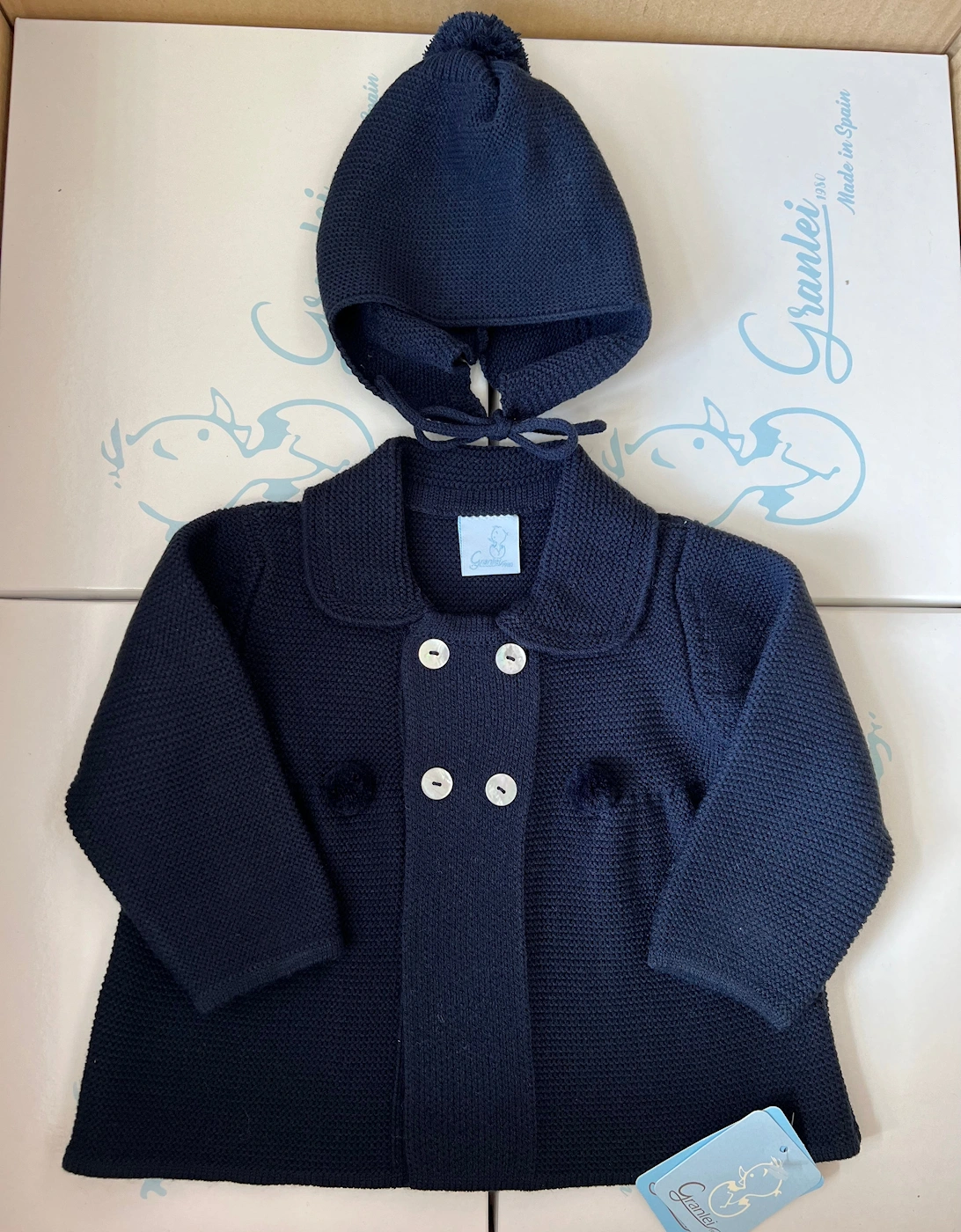 Navy Knit Cardigan & Hat