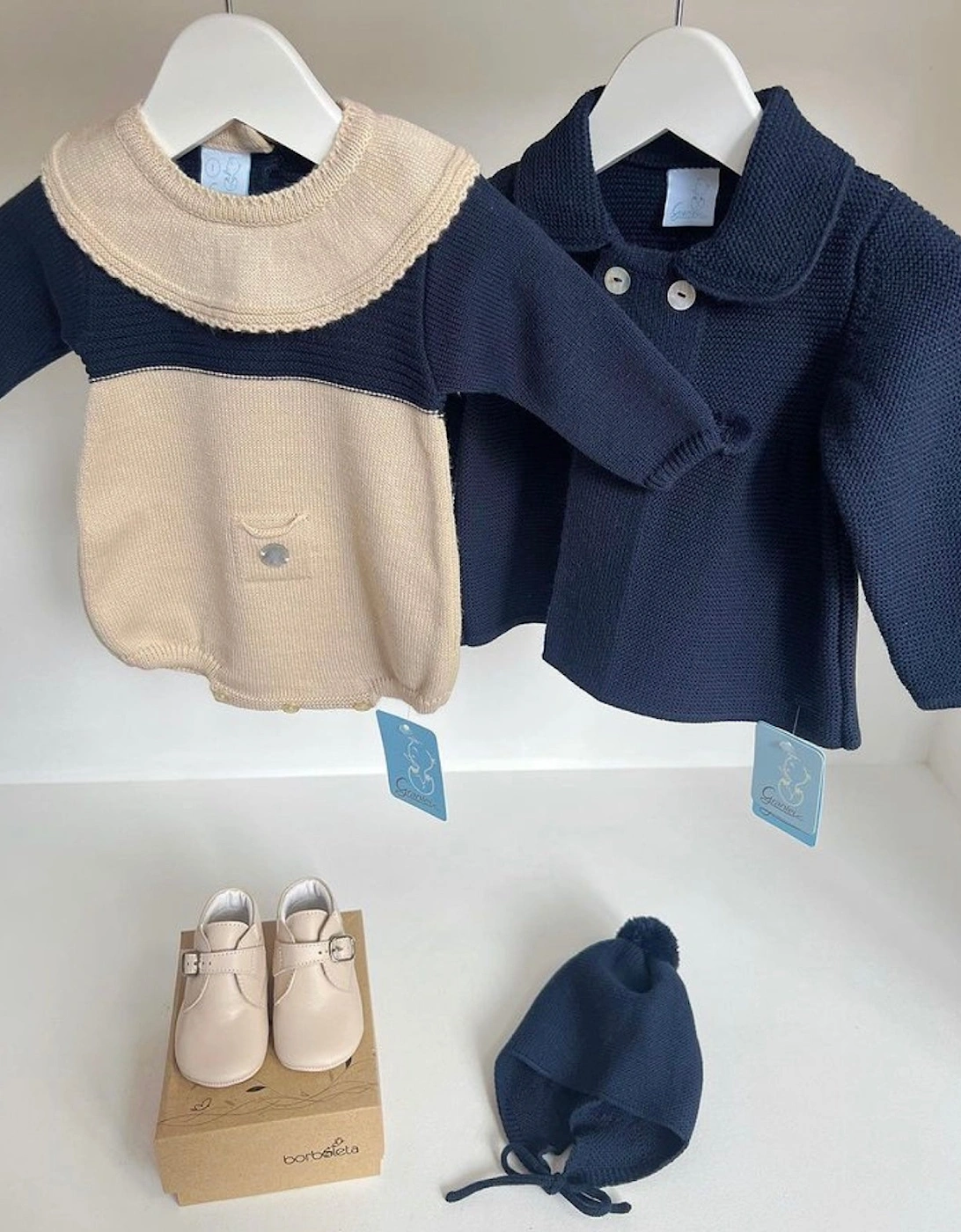 Navy Knit Cardigan & Hat