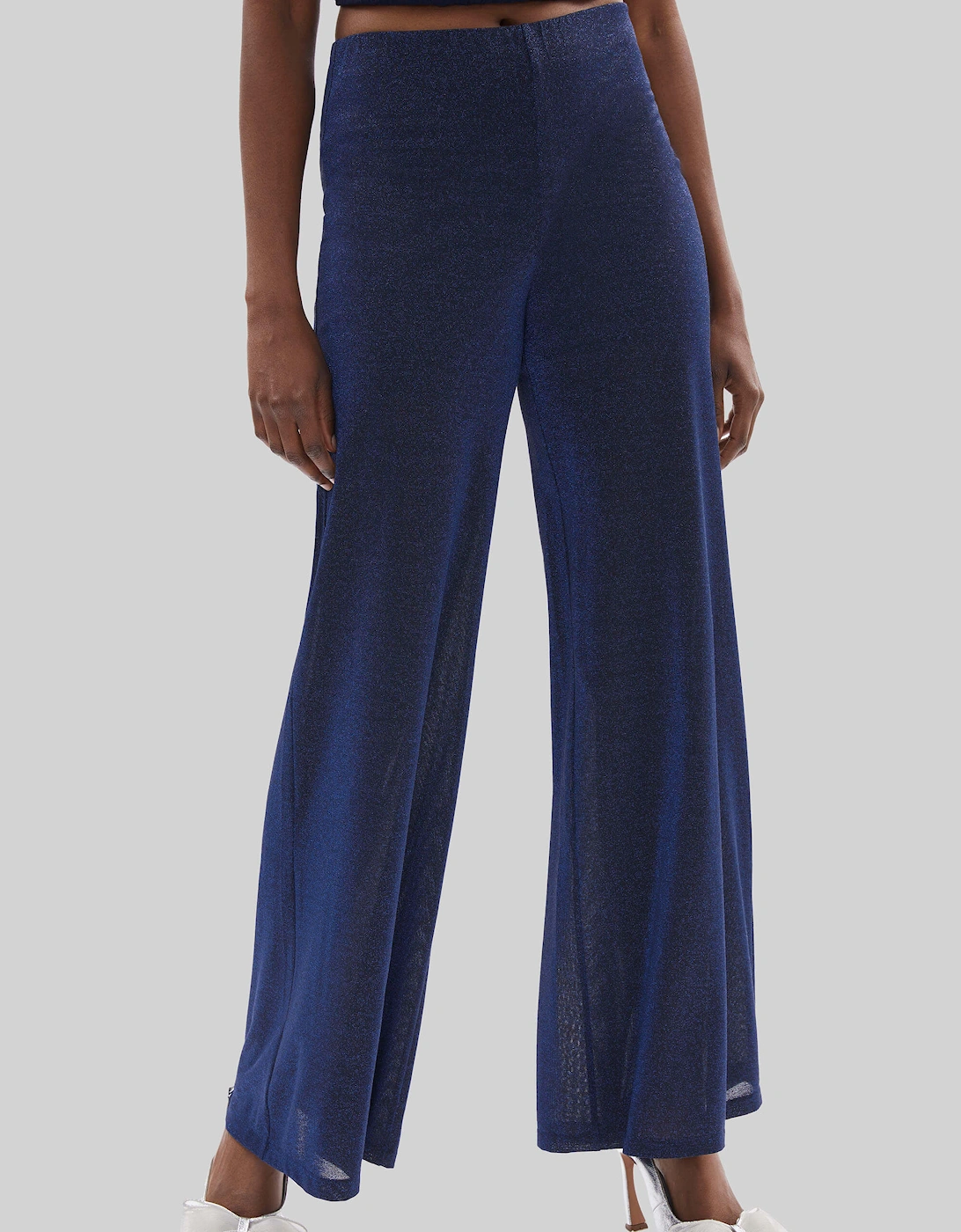 Lurex Evening  Palazzo Trousers Navy, 6 of 5