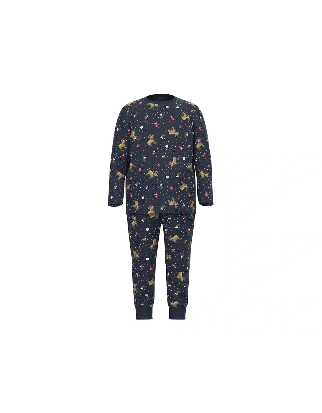 Mini Kids Unisex Christmas Jersey Pyjamas - Dark Sapphire, 3 of 2