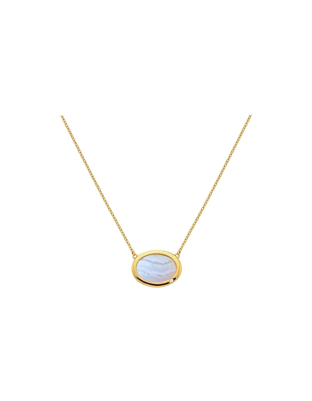 HDXGEM Horizontal Oval Necklace - Blue Lace Agate, 3 of 2