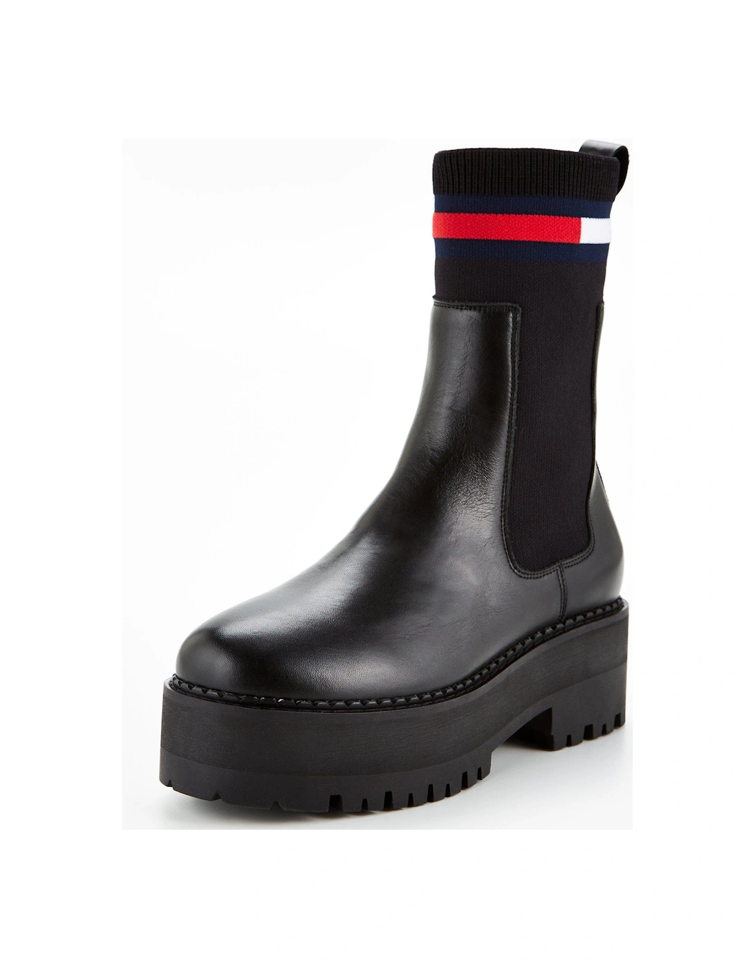 Leather Chelsea Sock Boot - Black