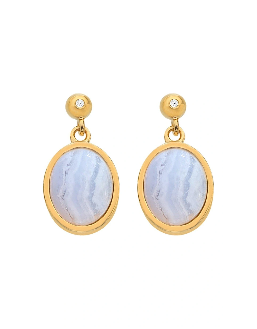 HDXGEM Horizontal Oval Earrings - Blue Lace Agate, 3 of 2